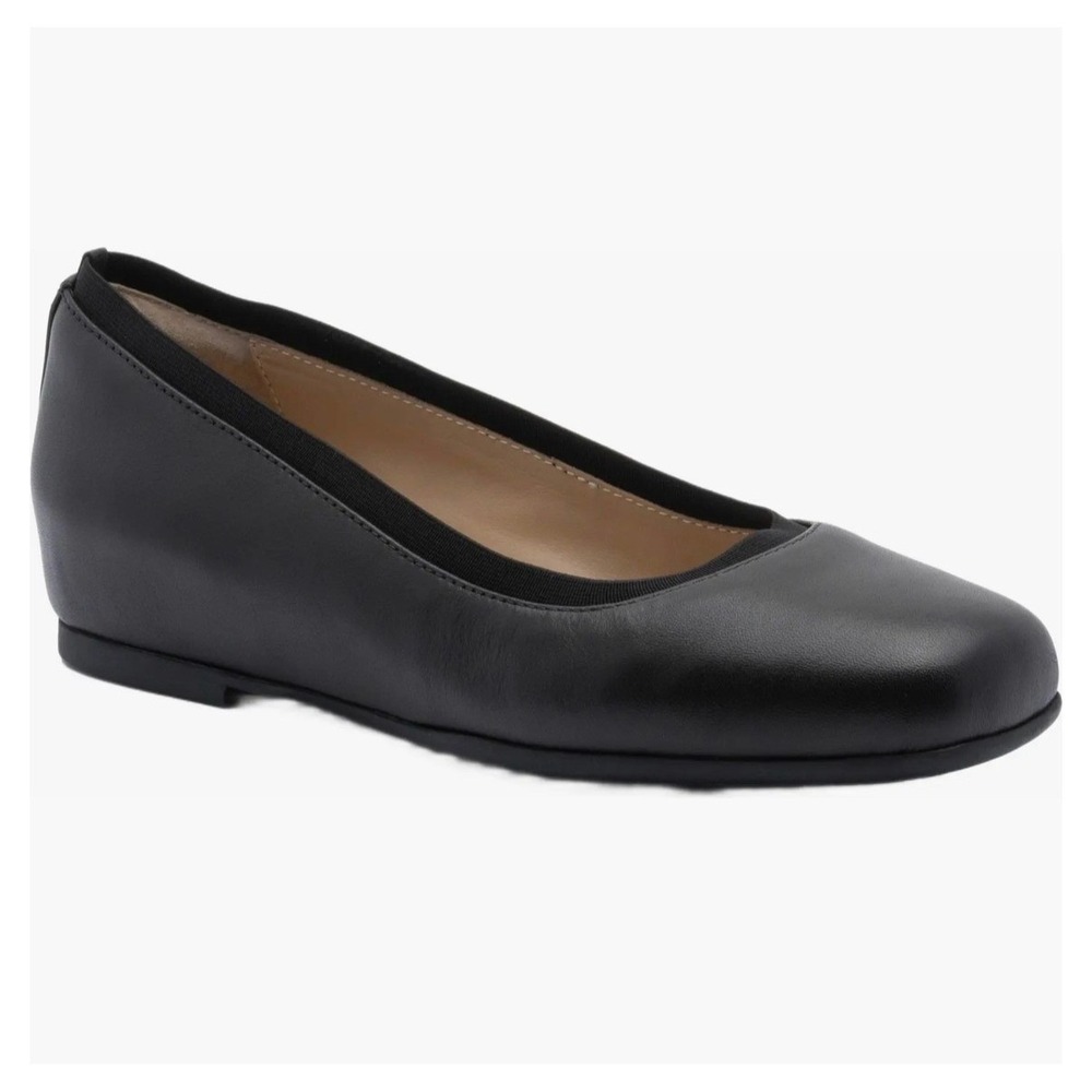 ABEO Cadence Womens Black‎ Leather Ballet Flats Elastic Topline Shoes Size 7.5 M